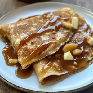 Apple Cinnamon Crepes with Caramel Sauce