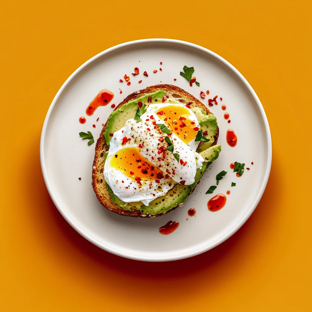 Avocado Toast with Poached Eggs and Chili Flakes