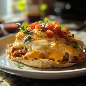 Breakfast Nachos with Refried Beans and Cheese