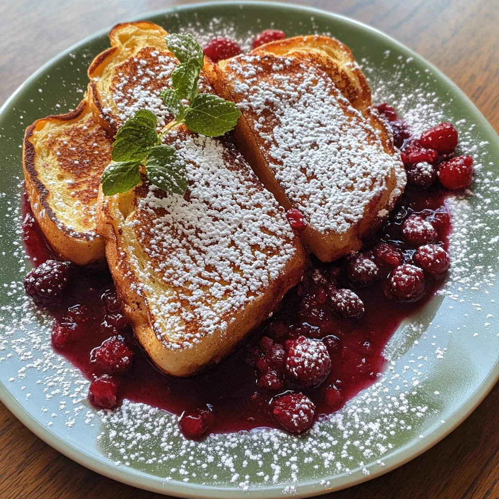 French Toast with Berry Compote and Powdered Sugar