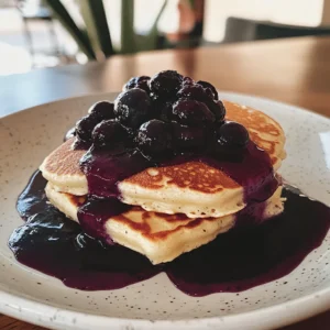 Lemon Ricotta Pancakes with Blueberry Sauce