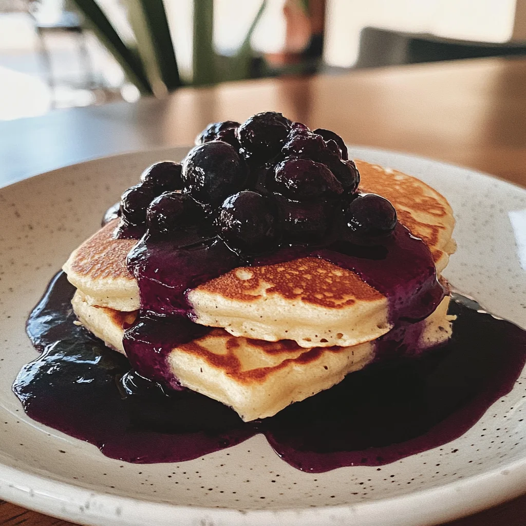 Lemon Ricotta Pancakes with Blueberry Sauce