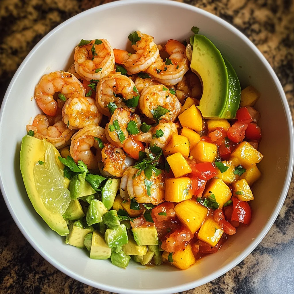 Shrimp and Avocado Bowls with Mango Salsa & Lime-Chili Sauce