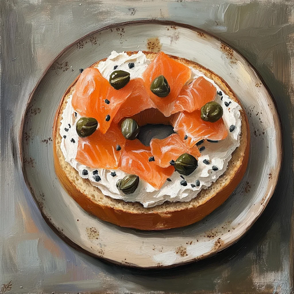 Smoked Salmon Bagel with Cream Cheese and Capers