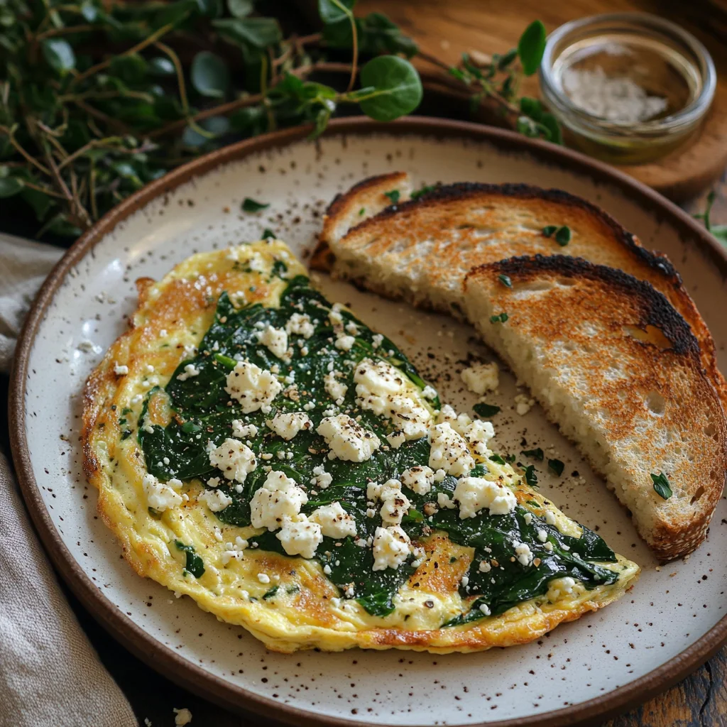 Spinach and Feta Omelette with Toast