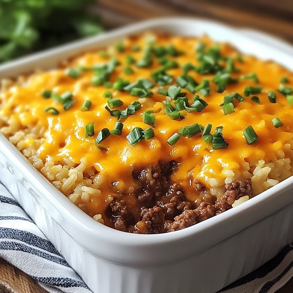 Cheesy Ground Beef Rice Casserole Comfort