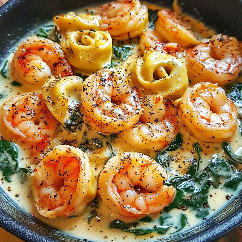 Tortellini with Cream and Spinach with Shrimp: A Creamy Dream